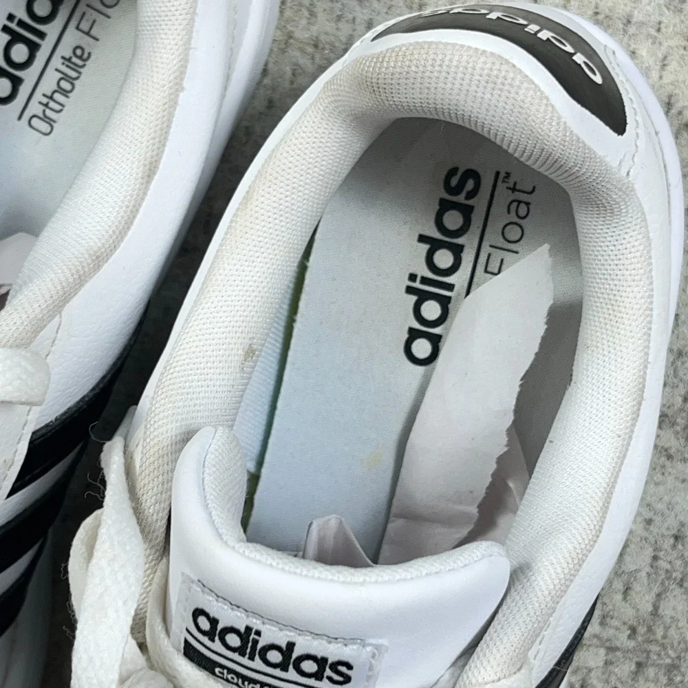 Adidas Cloudfoam Advantage AW4287 White Leather Low Top Sneaker Womens Shoes 10 - Picture 11 of 14